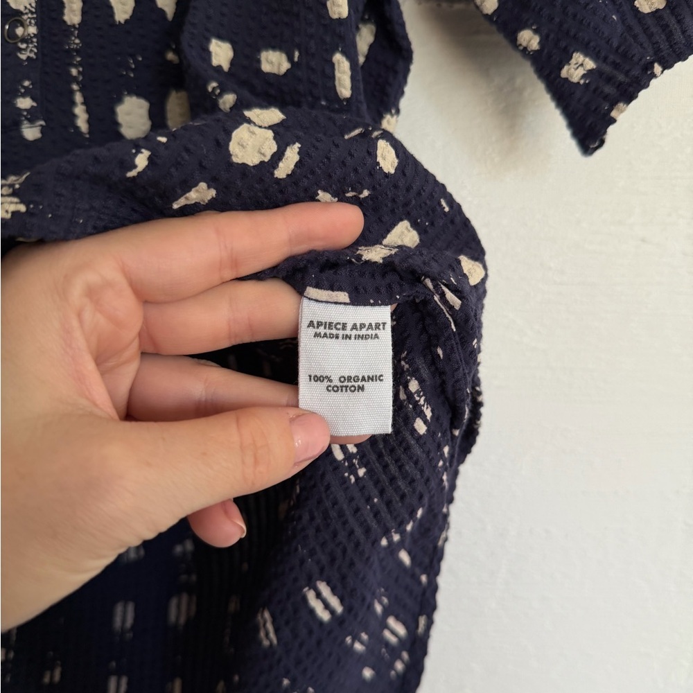 Apiece Apart Dark Blue and Cream Patterned Blouse - Picture 8 of 10